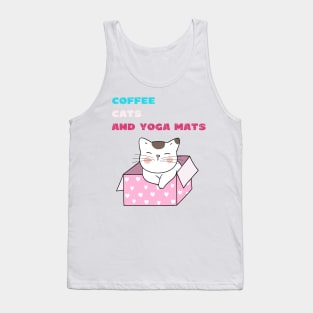 Coffee cats and yoga mats funny yoga and cat drawing Tank Top